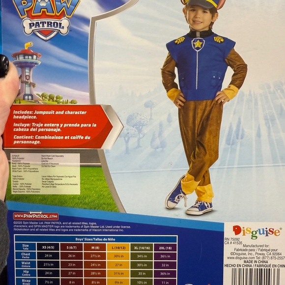 Paw Patrol Chase Costume for Boys Sz 6/7 Halloween NEW - Picture 1 of 9